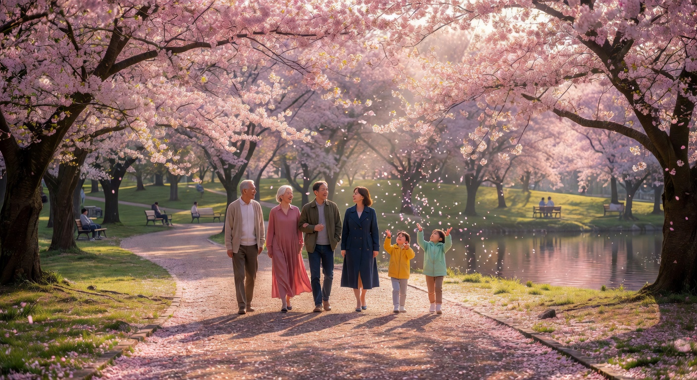 公園を散歩する人